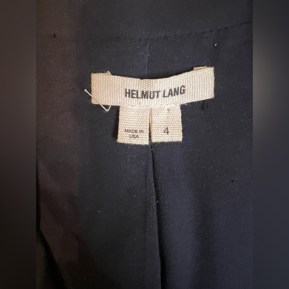 Helmut Lang Navy Wool Blend Front Overlap Blazer Size 4 - Picture 2 of 4